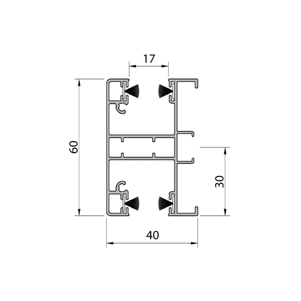 Maxi aluminium guide channel with seal - division